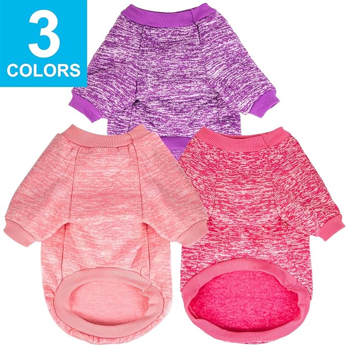 3 Pack Dog Sweater, Dog Sweaters for Small Dogs, Warm Soft Pet Clothes for Puppy, Medium Large Cat, Dogs Girl or Boy, Dog Shirt for Winter Christmas (Pink+Purple+HotPink, X-Small)