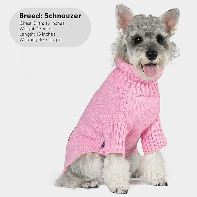 cyeollo Turtleneck Dog Sweater Soft Knitwear Pullover Sweaters with Long Sleeves Pet Clothes for Cold Weather Pet Small Dog Sweaters,Pink, XL