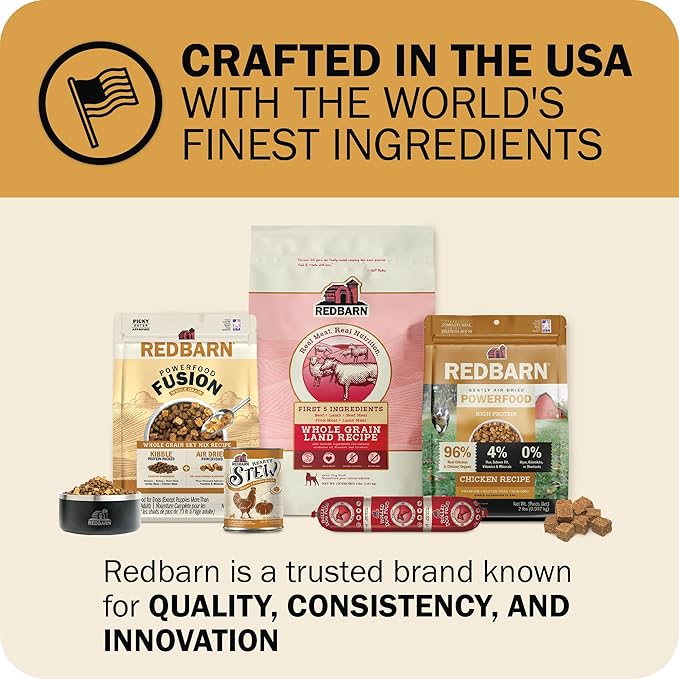 Redbarn Powerfood Fusion Air Dried Kibble Blend – Whole Grain Sky Chicken Recipe – Made in USA Dry Dog Food for All Lifestages with Superfoods, Prebiotics, Postbiotics - 3.5lb Bag