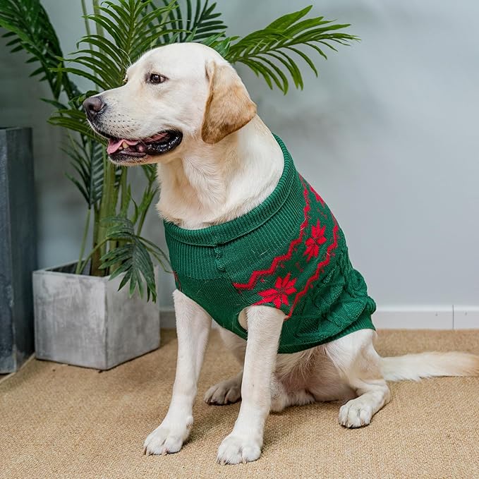 Warm Winter Dog Sweater - Cold Weather Pet Clothes for Small Medium Large Dogs Indoor Outdoor, Soft Classic Knit Puppy Apparel
