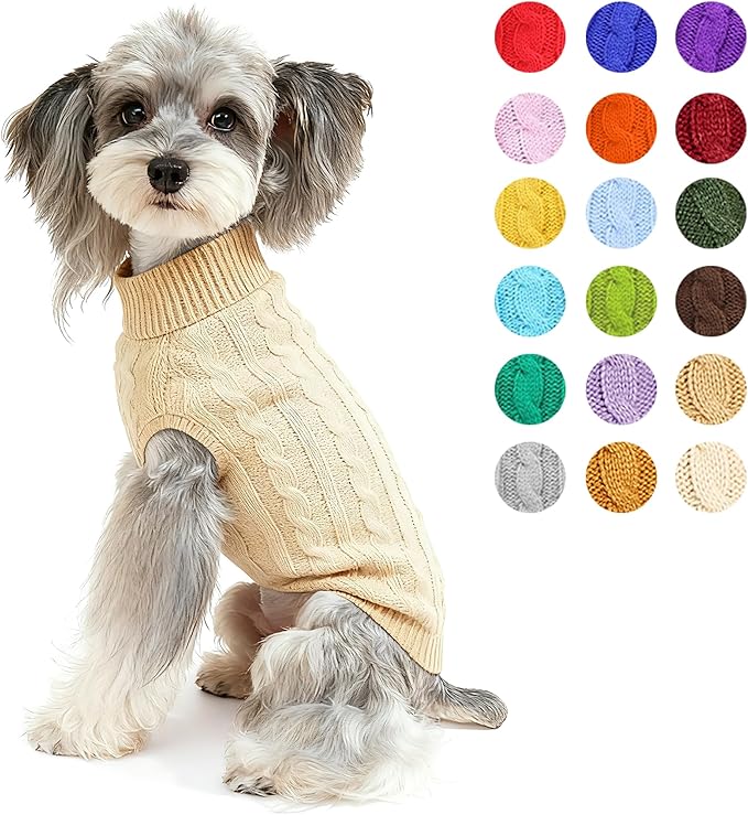 Dog Sweater for Small Medium Large Dogs - Warm Winter Turtleneck Knit Dog Sweaters Soft Pet Cat Clothes Christmas Coat Indoor Outdoor Use for Puppy Kitten Male Female Girl Boy Pets