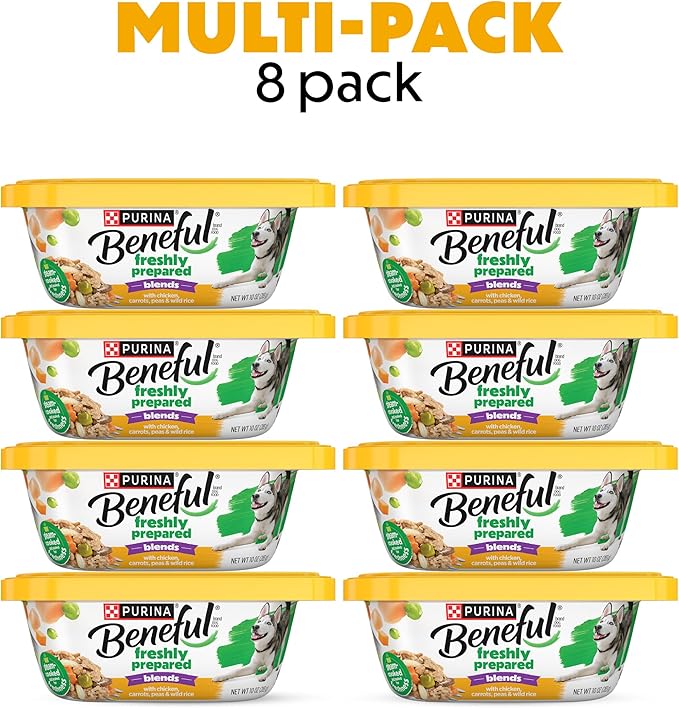Purina Beneful Freshly Prepared Blends Wet Dog Food With Chicken, Carrots, Peas and Wild Rice - (Pack of 8) 10 oz. Tubs