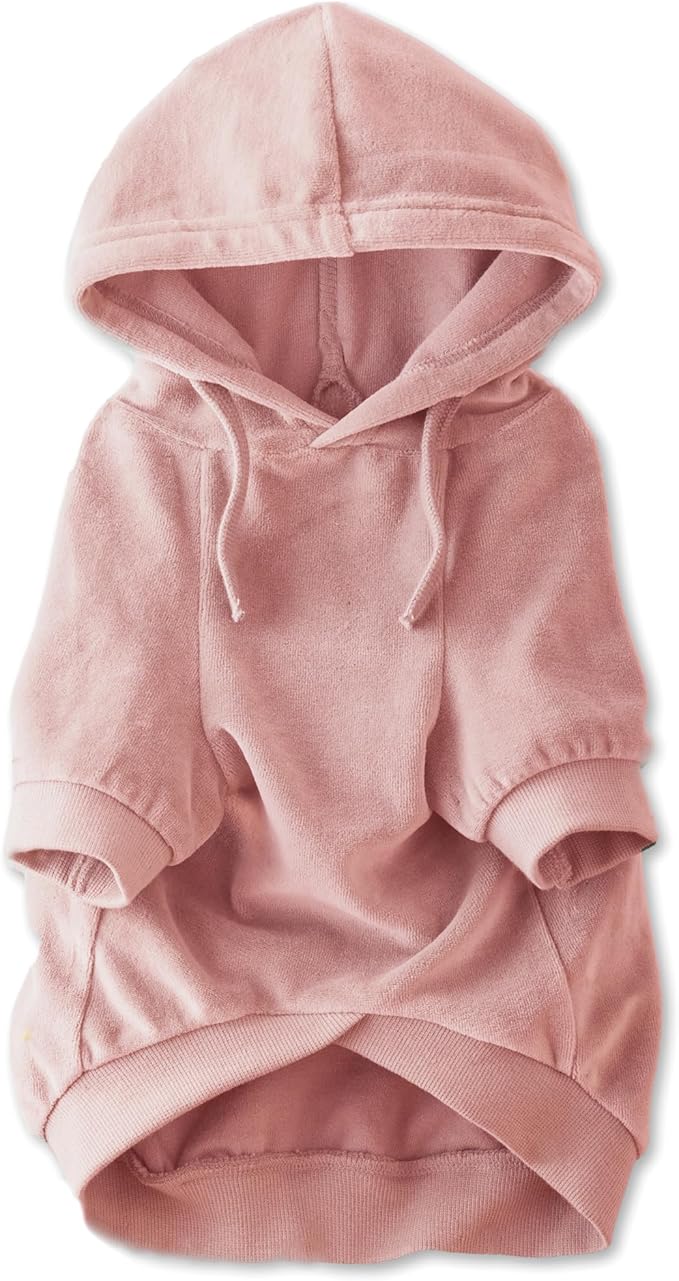 Cooper II Organic Cotton Velour Dog Hoodie Pet Coat for Small, Medium and Large Dogs, Pink, XX-Large (70-110 lbs)
