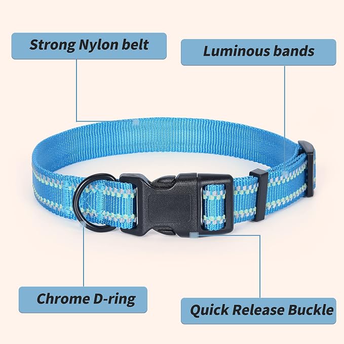 Mile High Life Reflective Dog Collar, Adjustable Lightweight Quick Release
