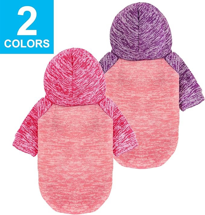Dog Sweater, Dog Sweaters for Small Dogs, 2, 3 Pack Warm Soft Pet Clothes for Puppy, Medium Large Cat, Dogs Girl or Boy, Dog Shirt for Winter Christmas (Hoodie Pink,Purple+Pink,Rose, Large)