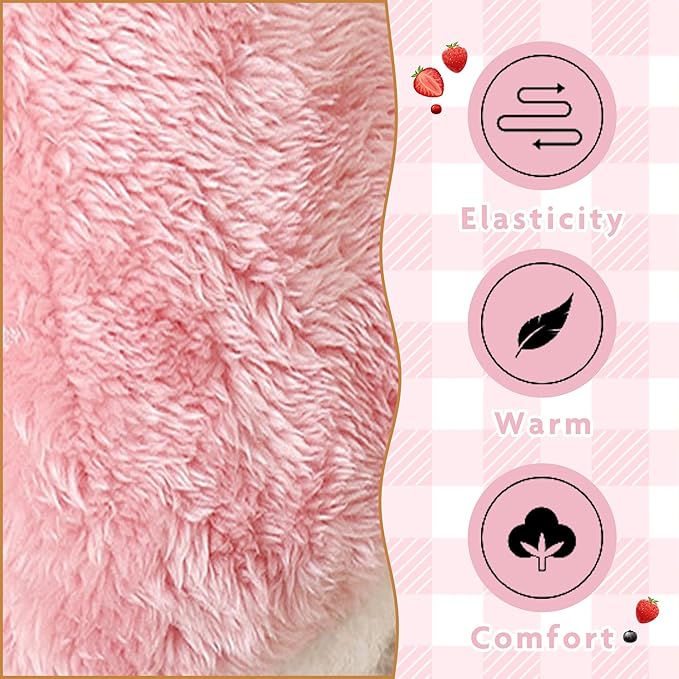 Fleece Small Dog Sweater Jumpsuit with Pull Ring | Stretchy 4-Leg Warm Onesie | Winter Clothes for Dogs and Cats (Pink, Small)