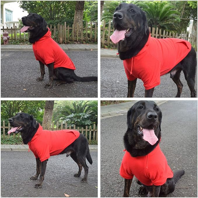 Lovelonglong Blank Basic Hoodie Sweatshirt for Dogs 100% Cotton Fits Small Medium Dachshund Large Dog Red XL