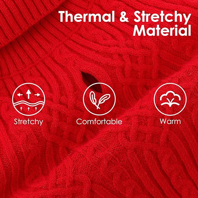 AOFITEE Small Christmas Dog Sweater, Dog Sweaters for Small Dogs Girl Boy, Warm Sweater for Dogs, Pet Sweater with Harness Hole for Fall Winter, Stretchy Pullover for Yorki, Chihuahua, Maltipoo, Red S