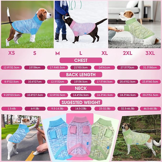 Pet Clothing,Turtleneck Dog Sweater,Sweaters for Dogs Boys and Girls,Pullover Dog Sweaters,Pet Knitted Clothes,Fit for Different Kinds Dogs,for Spring,Autumn and Winter(Pink 2XL)