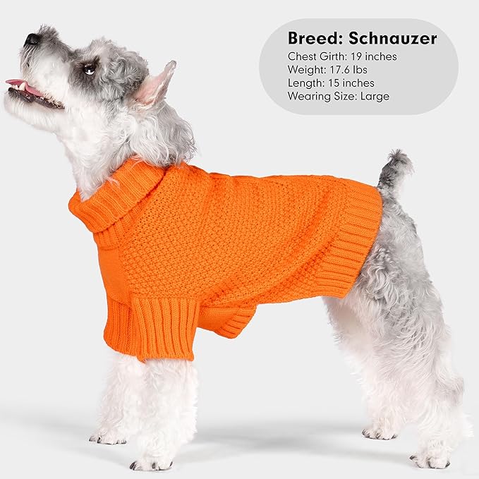 cyeollo Dog Sweater Pullover Turtleneck for Large Dogs, Classic Knitwear Fall Winter Cold Weather Dog Clothes Warm Pet Apparel Small Medium Large Dogs Sweaters, Orange 2XL