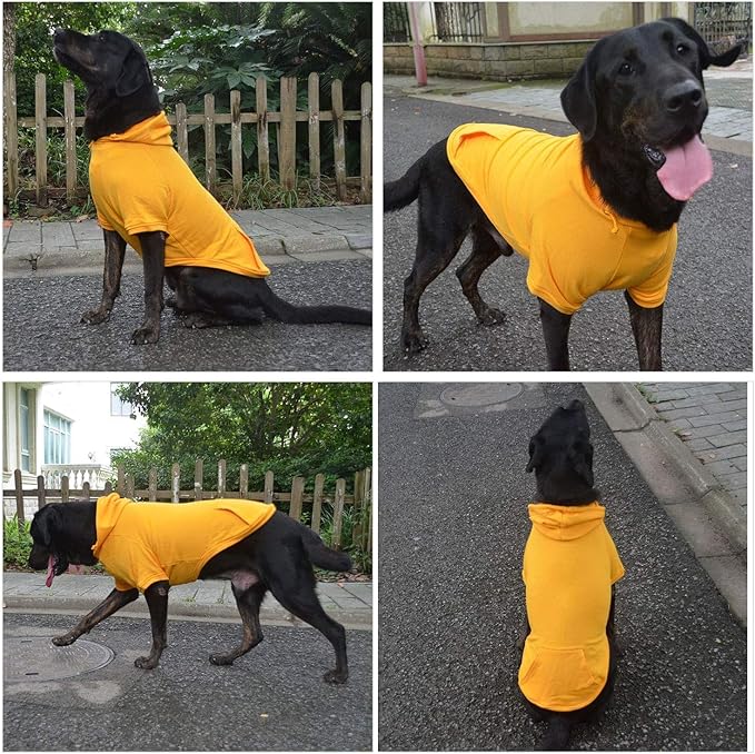 Lovelonglong Blank Basic Hoodie Sweatshirt for Dogs 100% Cotton Fits Small Medium Dachshund Large Dog Orange D-M