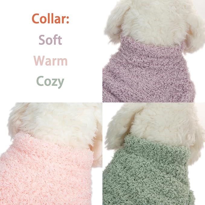 Dog Sweater, 3 Pack Sweaters for Small Dogs Girl, Dog Clothes for Medium Dogs Male or Boy, Ultra Soft and Warm Puppy Coat for Winter Christmas (X-Large, Light Pink+Lake Green+Light Purple)