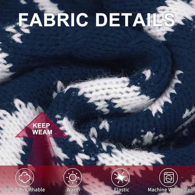 BEAUTYZOO Dog Christmas Sweater for Large Dogs Boy Girl,Thick Warm Winter Turtleneck Pullover Cable Knit Big Dog Sweaters Pitbull Labrador Golden Retriever Clothes Male Female Pet Jacket, Navy Blue XL