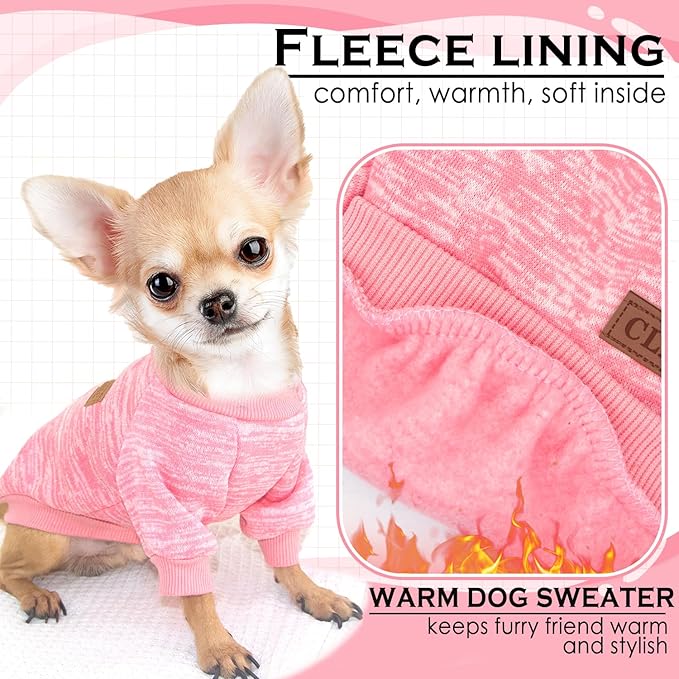 2 Pieces Dog Sweaters for Small Dogs Fall Dog Clothes Female Winter Fleece Puppy Sweaters Warm Thick Outfit Pet Small Dog Sweater for Boy Girl Dogs Yorkie, Chihuahua, Bulldog, Dachshund,Pug, Medium