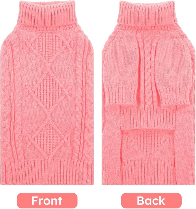 ASENKU Knitted Dog Sweater, Pullover Big Thermal Dog Winter Sweater, Turtleneck Doggy Sweaters for Large Medium Dogs Boy Girl,Warm Pet Sweatshirt for Maltese,Mini Dachshund,M