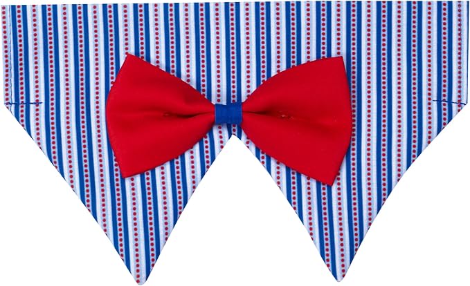 Blueberry Pet Iconic High Street Fashion Adjustable Dog Bandana Collar with Bow Tie, Small, Neck 12"-16"