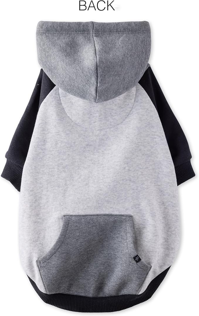 Rocky II - The Extra Comfy Hoodie, Organic Cotton and Recycled Poly Dog Hoodie Pet Coat Sweater for Small, Medium, Large Dogs, Heather Gray Color Block, XX-Small