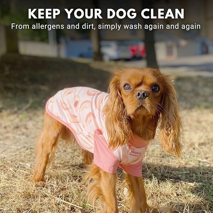 Spark Paws Sunblock Dog T-Shirt, SPF30 Protection, Lightweight Breathable Quick Dry for Dogs with Sensitive Skin - Watermelon & Peach (Set of 2) - 2XL