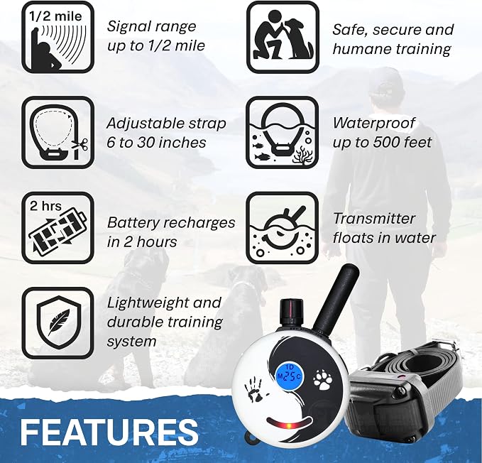 Educator ET-302 Zen Mini E Collar for Dog Training with Remote - 1/2 Mile Range, Waterproof, 100 Blunt Stimulation Levels, Tone or Vibration Mode, Night Light for Small, Medium & Large Dogs (2 Dogs)