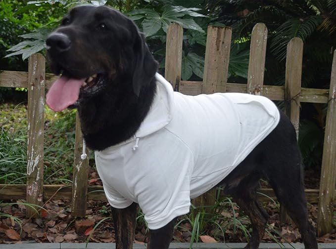 Lovelonglong Blank Basic Hoodie Sweatshirt for Dogs 100% Cotton Fits Small Medium Dachshund Large Dog Off White XXL