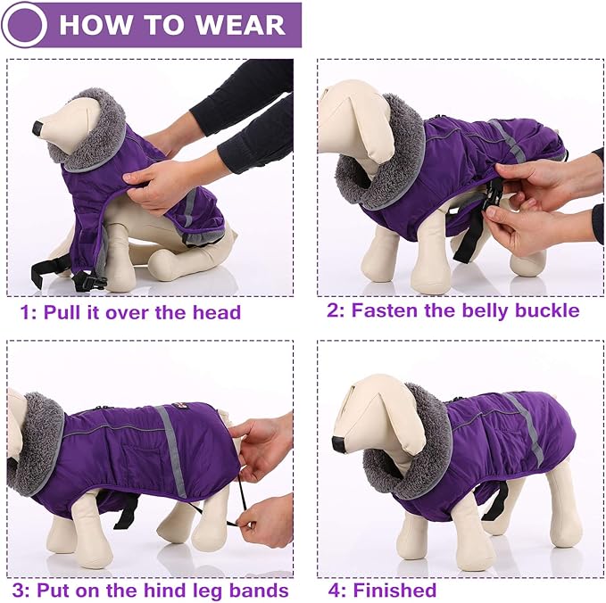 Warm Dog Coat Reflective Winter Jacket, Waterproof Windproof Dog Turtleneck Clothes for Cold Weather, Thicken Fleece Lining Pet Outfit, Adjustable Pet Vest Apparel for Small Medium Large Dogs 2X-Large
