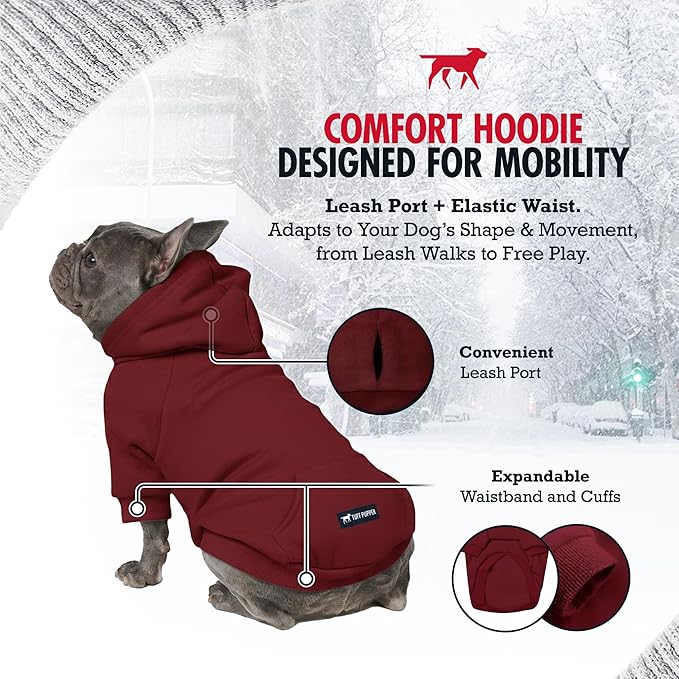 Tuff Pupper Dog Hoodie | Premium Quality Insulated Fabric | Ultra Soft Interior for Superior Comfort | Elastic Cuffs & Drawstring for Warmth | Stretch Fit Suitable for All Breeds (Red, XXS)