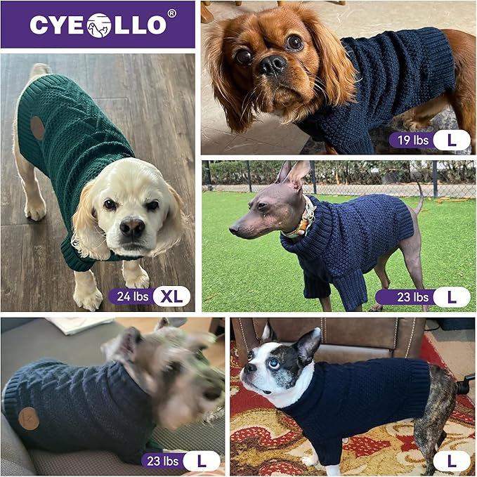 cyeollo Turtleneck Dog Sweater Soft Knitwear Pullover Sweaters with Long Sleeves Pet Clothes for Cold Weather Pet Small Dog Sweaters,Pink, XL