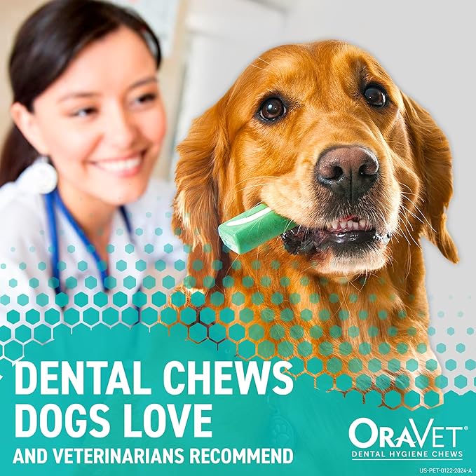 ORAVET Dental Chews for Dogs, Oral Care and Hygiene Chews (Large Dogs, Over 50 lbs.) Pink Pouch, 30 Count (Pack of 1)