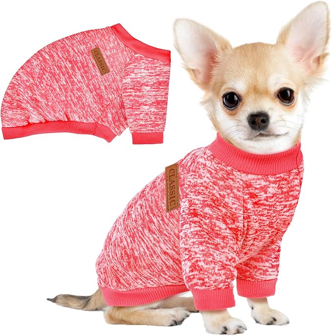 3 Pack Dog Sweaters for Small Dogs Girl Boy Winter Fleece Clothes Warm Soft Dog Sweatshirt Outfit for Dogs Cats Pet Apparel (Red, XX-Small)