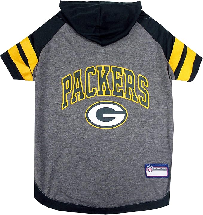 Pets First NFL Green Bay Packers Hoodie for Dogs & Cats. | NFL Football Licensed Dog Hoody Tee Shirt, Medium | Sports Hoody T-Shirt for Pets | Licensed Sporty Dog Shirt, GBP-4044-MD