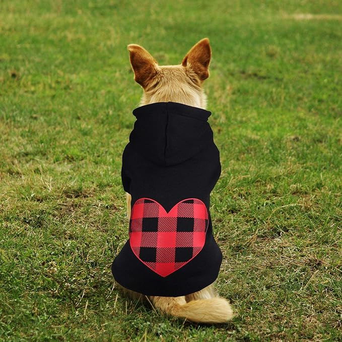 Dog Hoodie Sweater for Dogs Pet Clothes Black Buffalo Plaid Warm and Soft Breathable Cozy(XL)