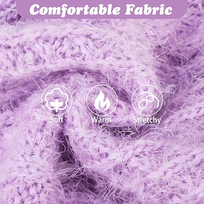 Turtleneck Small Dog Sweaters - Classic Cable Knitwear Winter Coat for Small Medium Dogs Male Female Puppy Dog Cold Weather Clothes Girls Boys, Purple, S/M