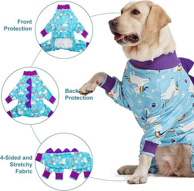 LovinPet Gaint Dog Pajamas, Anti Licking Dog Recovery Clothes, Lightweight Onesie, Starlight Rainbow/Wild Horse Prints Mastiff Pajamas, UV Protection, Adorable pet PJ's /3XL