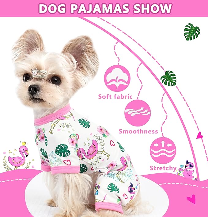 Dog Pajamas Summer Dog Clothes for Small Medium Dogs Boy Girl Doggy Pjs Cute Doggie Onesie Breathable Puppy Clothes Soft Stretchy Cat Pet Outfit (Pink, XX-Large)