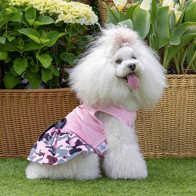 CuteBone Daddy's Little Girl Dog Dress for Small Dogs Pink Skirt Puppy Velvet Dresses Dog Clothes CVA21M-D