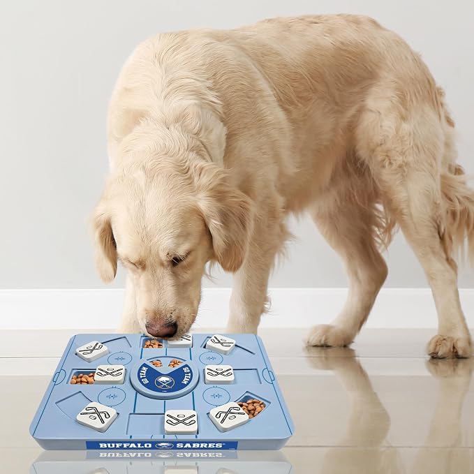 Pets First NHL Buffalo Sabres Large Puzzle Toy, New Size, Interactive Dog Treat & Slow Feeding Toy