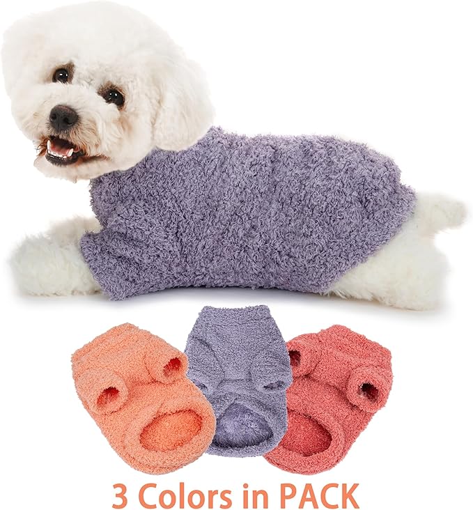 Dog Sweater, 3 Pack Sweaters for Small Dogs Girl, Dog Clothes for Medium Dogs Male or Boy, Ultra Soft and Warm Puppy Coat for Winter Christmas (Large, Pink+Purple+Magenta)
