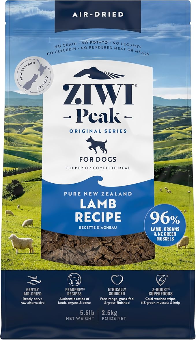 ZIWI Peak Air-Dried Dog Food – Lamb - All Natural, High Protein, Grain Free, Limited Ingredient w/ Superfoods (88oz)
