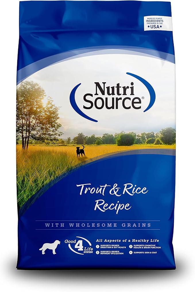 NutriSource Dry Dog Food, Trout and Rice, 26LB