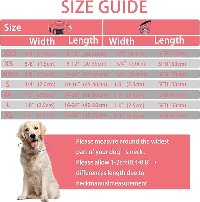 Reflective Dog Collar with Safety Locking Buckle, Adjustable Soft Breathable Nylon Collars for Small, Medium and Large Dogs(Collar+Leash M Pink)
