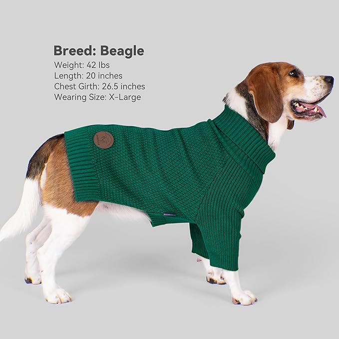 cyeollo Dog Christmas Sweater Pullover Turtleneck for Dogs, Classic Knitwear Fall Winter Cold Weather Dog Clothes Warm Pet Apparel Small Medium Large Dog Sweaters, Green L