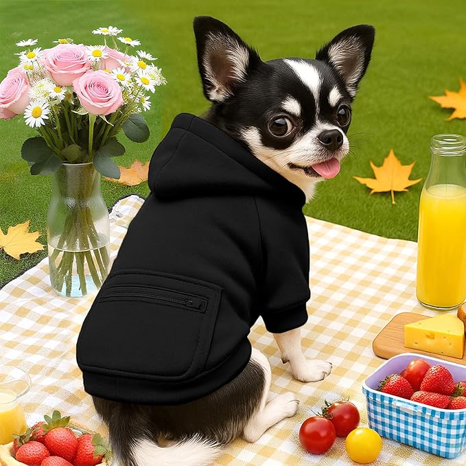 PETCARE Basic Dog Hoodie Sweaters for Small Medium Large Dogs Cats Puppy Clothes Soft Warm Fleece Dog Hoodies Sweatshirt with Small Pockets Fall Winter Chihuahua Dachshund Golden Retriever Outfits