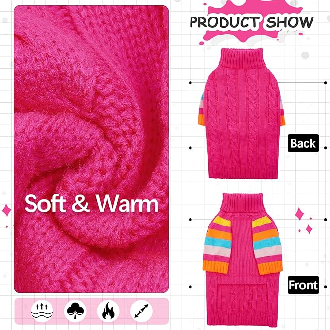 Dog Sweaters Turtleneck, Large Dog Sweater Thick Warm, Stretchy Winter Sweaters for Large Size Dogs, Warm Thick Christmas Dogs Sweater, St Bernard, Great Dane (Rosered XXXXXL)