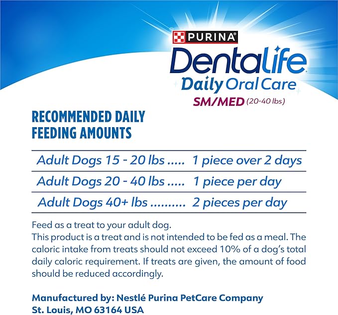 DentaLife Daily Oral Care Dog Treats for Small and Medium Dogs, Chewy Dental Treat to Freshen Breath and Fight Tartar, Chicken Flavor - 40 ct. Pouch