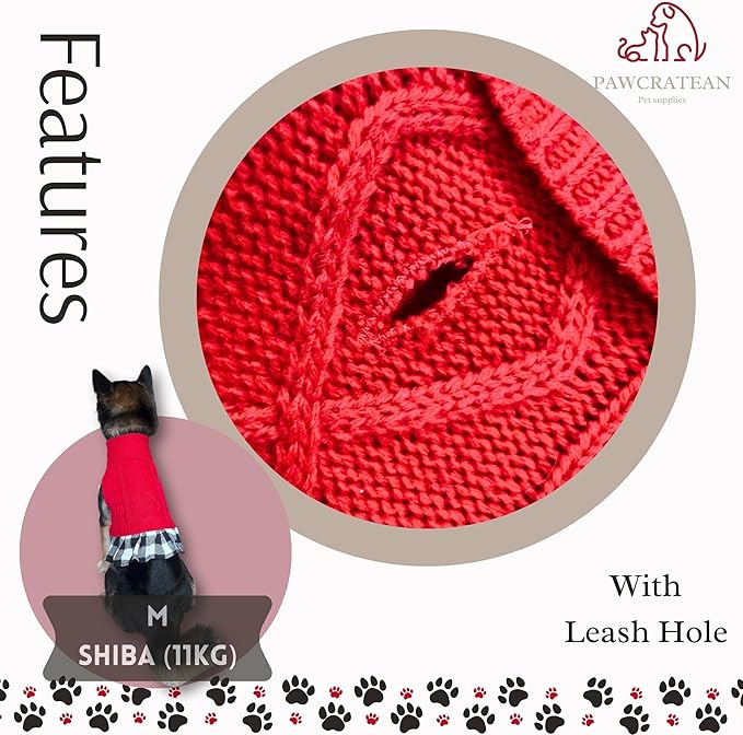 Cute Sweater for Dogs and Cats Soft Flannel Pet Outfit Warm and Cozy Animal Hoodie Small to Large Pet Clothes for Halloween Parties and Everyday Wear (Small, Red Dress)