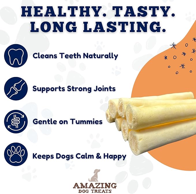Amazing Dog Treats - Cow Tail Dog Chews (6 Inch Regular - 25 Pack) - Sourced from 100% Grass Fed Cattle - All Natural - Long Lasting Chew for Dogs - Rawhide Alternative for Dogs