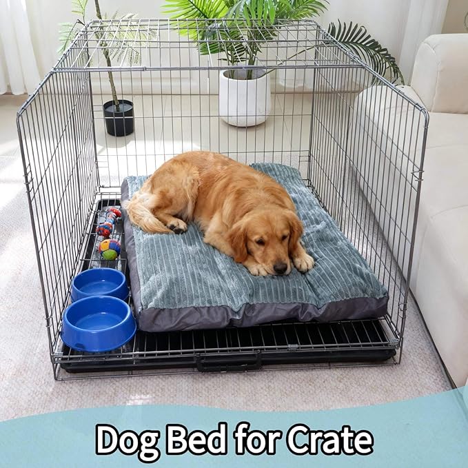 Dog Bed for Small Dogs Up to 30 lbs, 24" x 19"Plush Corduroy Pet Bed with Non-Slip Bottom, Washable Puppy Bed for Crate, Sofa or Travel (Grey)