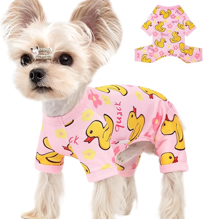 Dog Pajamas Summer Dog Clothes for Small Medium Dogs Boy Girl Doggy Pjs Cute Doggie Onesie Breathable Puppy Clothes Soft Stretchy Cat Pet Outfit (Yellow, XX-Large)