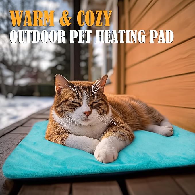 PETNF Outdoor Pet Heating Pad for Cats Dogs Waterproof Cat Warming Pad Outdoor Outside Safe Electric Heating Pad for Feral Cat House Heated Dog Bed Mat 20"X16"