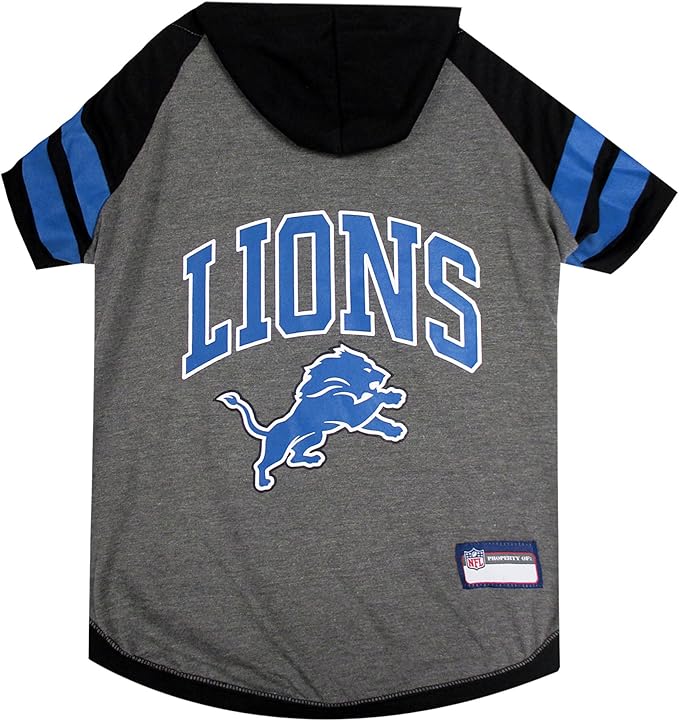 Pets First NFL Detroit Lions Hoodie for Dogs & Cats. | NFL Football Licensed Dog Hoody Tee Shirt, X-Small| Sports Hoody T-Shirt for Pets | Licensed Sporty Dog Shirt